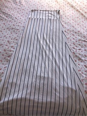 Striped White and Black Maxi Skirt - Classic A-line